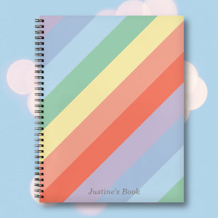 Pastel Rainbow Diagonal Stripes  Notebook