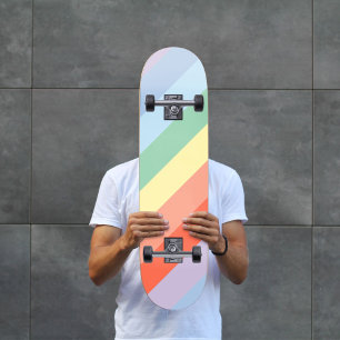 Pastel Rainbow Diagonal Stripes  Skateboard