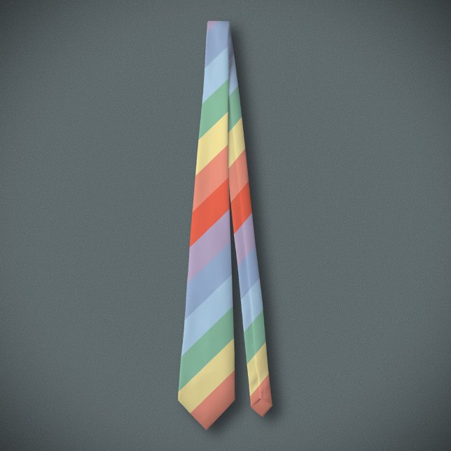 Pastel Rainbow Diagonal Stripes  Tie (Pastel Rainbow Diagonal Stripes Neck Tie)