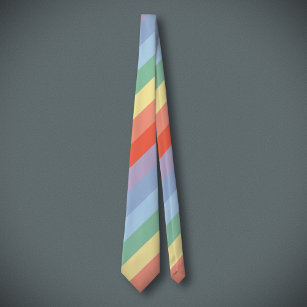 Pastel Rainbow Diagonal Stripes  Tie