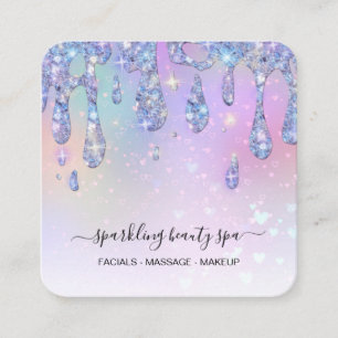 *~* PASTEL Rainbow Drip Dripping GLITTER AP7 Square Business Card