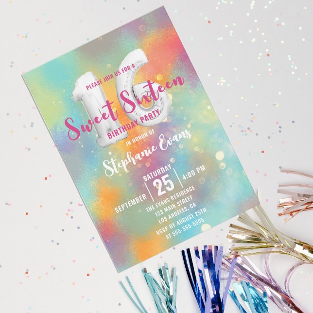 Pastel Rainbow Fancy Chic Sweet Sixteen Birthday Invitation (Creator Uploaded)