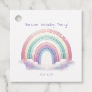 Pastel Rainbow Favour Tags for Birthday Party
