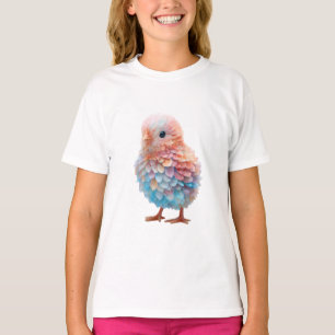 Pastel Rainbow Feathered Baby Chick Kids T-Shirt