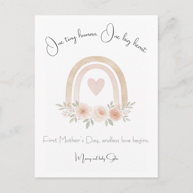 Pastel Rainbow First Mother's Day Postcard (Front)