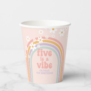 Pastel rainbow Five is a Vibe 5th birthday Paper Cups
