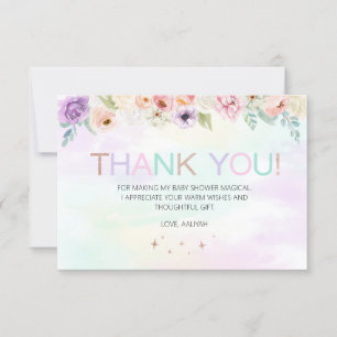 Pastel Rainbow Floral Thank You Card