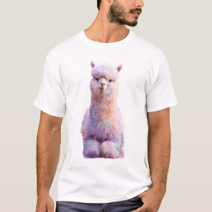 Pastel Rainbow Fluffy Alpaca Portrait Men T-Shirt