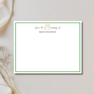 Pastel Rainbow Forest Green Border Note Card