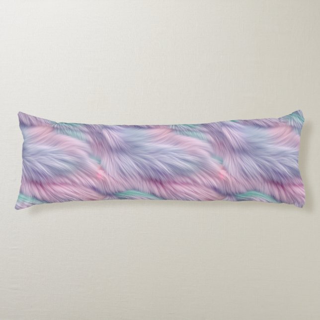 Pastel Rainbow Fur Body Cushion (Front)