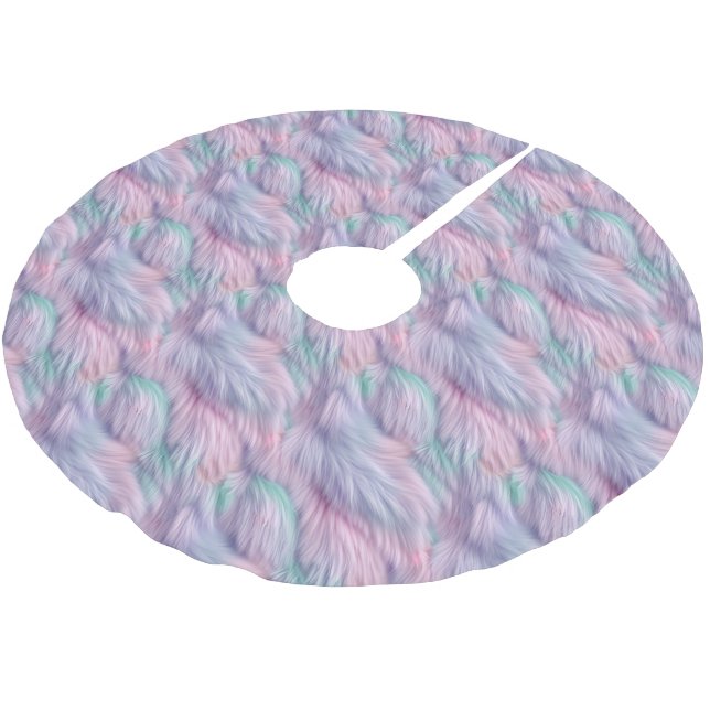 Pastel Rainbow Fur Brushed Polyester Tree Skirt (Angled)