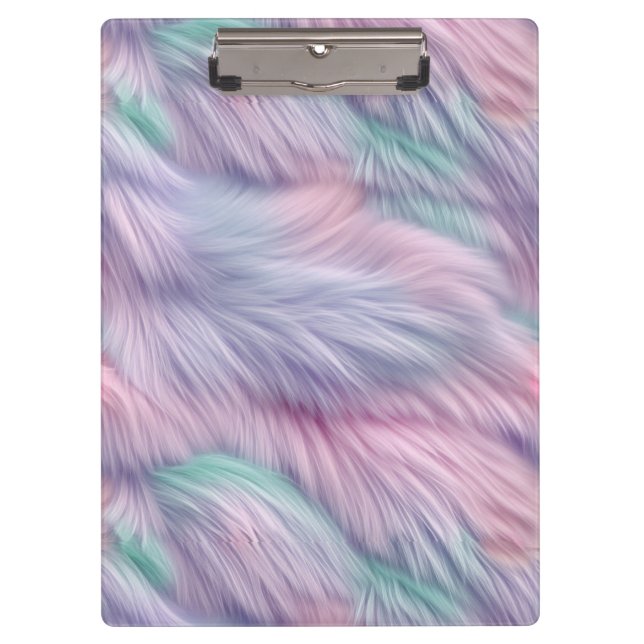 Pastel Rainbow Fur Clipboard (Front)
