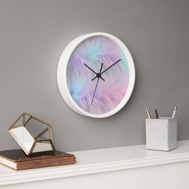 Pastel Rainbow Fur Clock (Office)