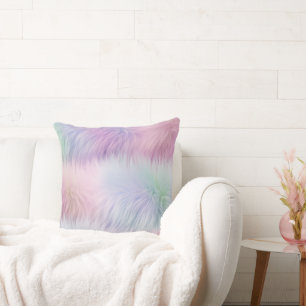 Pastel Rainbow Fur Cushion