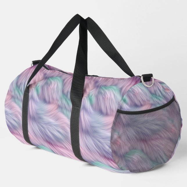 Pastel Rainbow Fur Duffle Bag (Right Corner)