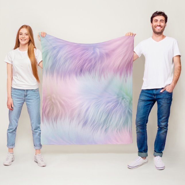 Pastel Rainbow Fur Fleece Blanket (In Situ)