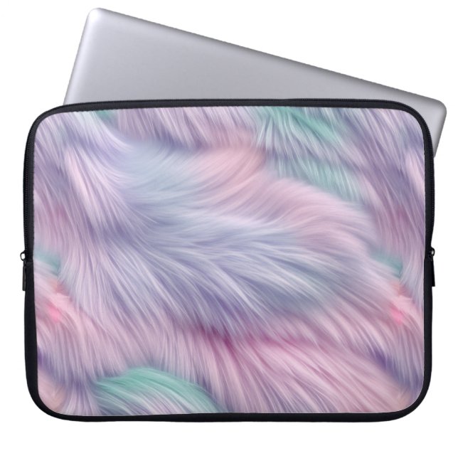 Pastel Rainbow Fur Laptop Sleeve (Front)
