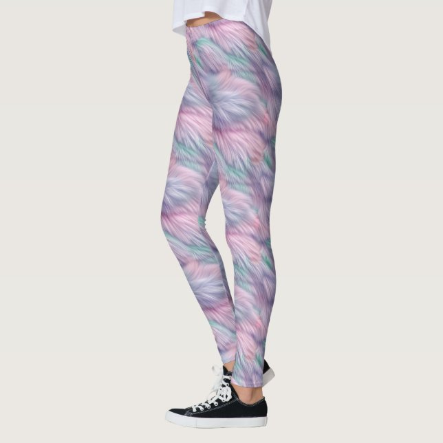Pastel Rainbow Fur Leggings (Left)