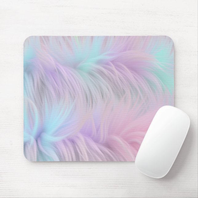 Pastel Rainbow Fur Mouse Pad (With Mouse)