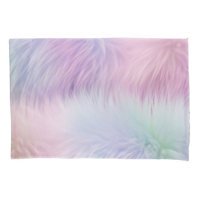 Pastel Rainbow Fur Pillowcase (Front)