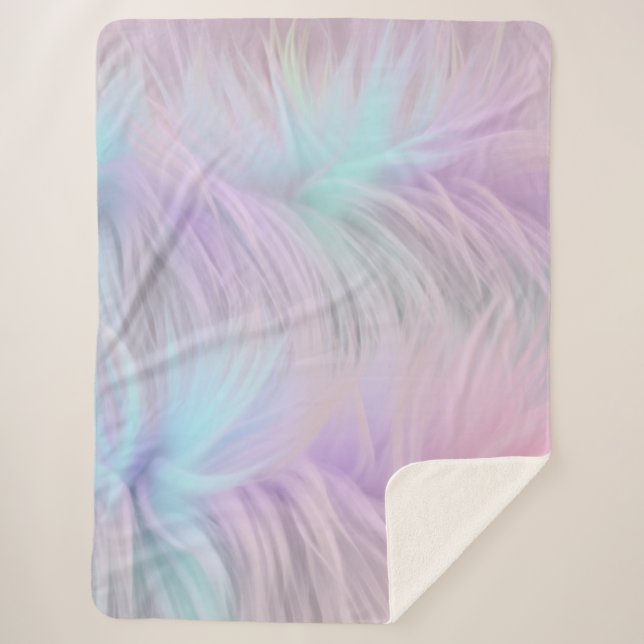 Pastel Rainbow Fur Sherpa Blanket (Front)