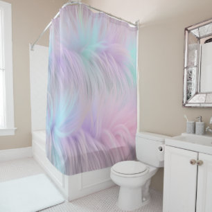 Pastel Rainbow Fur Shower Curtain