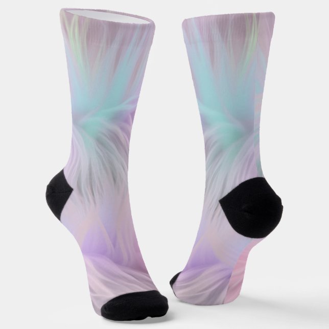 Pastel Rainbow Fur Socks (Angled)