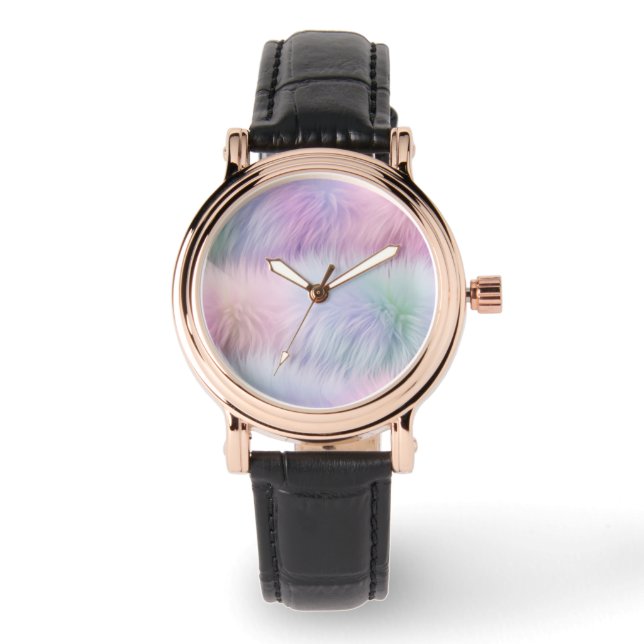 Pastel Rainbow Fur Watch (Front)