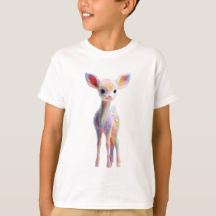 Pastel Rainbow Furry Baby Deer Kids T-Shirt