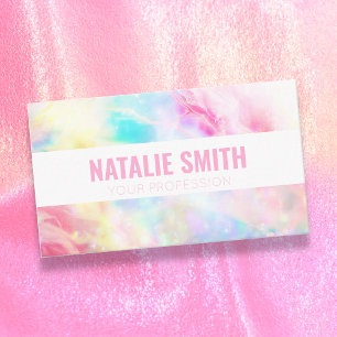 Pastel Rainbow Galaxy Marble Modern Colourful Bold Business Card