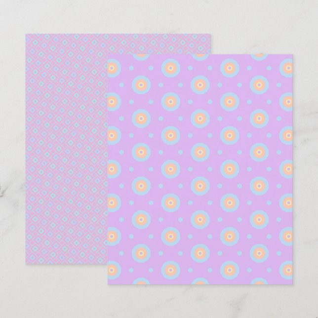 Pastel Rainbow Geometric Patterns Scrapbook Paper (Front/Back)