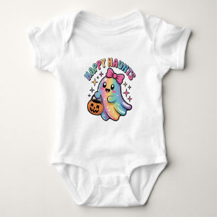 Pastel Rainbow Ghost T-Shirt – Kawaii Halloween Baby Bodysuit