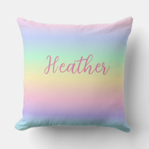Pastel Rainbow Girl's Personalised Throw Pillow