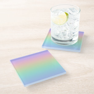 Pastel rainbow glass coaster
