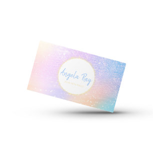 Pastel Rainbow Glitter Business Cards