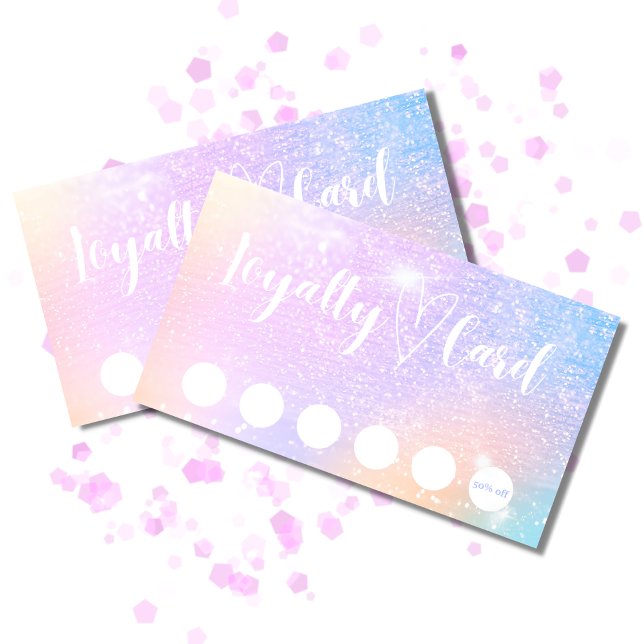 Pastel Rainbow Glitter Customer Loyalty Card (Creator Uploaded)