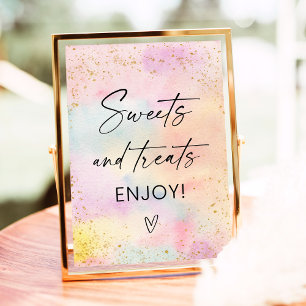 Pastel Rainbow Gold Sweet Treats Birthday Sign