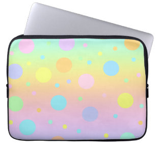 Pastel Rainbow Gradient And Dots Laptop Case