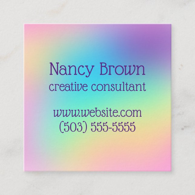 Pastel Rainbow Gradient Custom Square Business Card (Front)