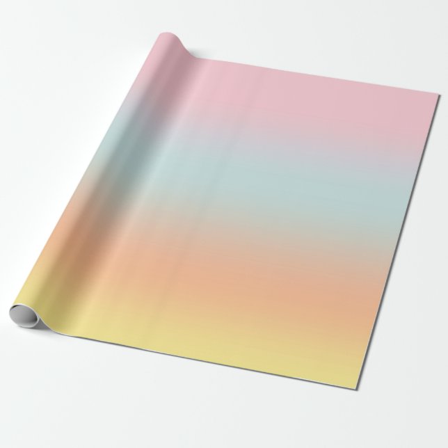 Pastel Rainbow Gradient Ombre Aesthetic Wrapping Paper (Unrolled)