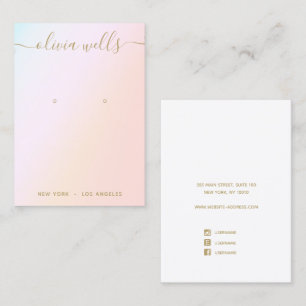Pastel Rainbow Gradient  Script Earring Display Bu Business Card