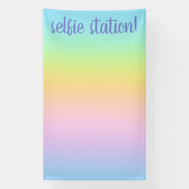 Pastel Rainbow Gradient Selfie Station Banner (Vertical)