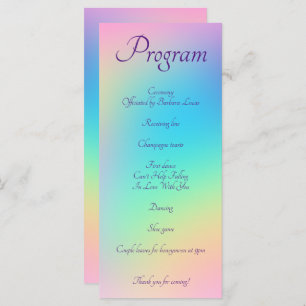 Pastel Rainbow Gradient Wedding Program Programme