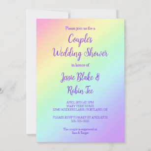 Pastel Rainbow Gradient Wedding Shower Invitation