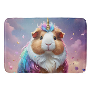 Pastel Rainbow Guinea Pig Unicorn, Bath Mat