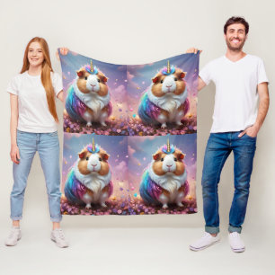 Pastel Rainbow Guinea Pig Unicorn, Fleece Blanket