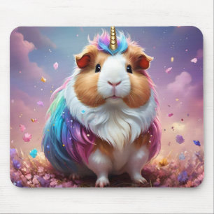 Pastel Rainbow Guinea Pig Unicorn, Mouse Pad