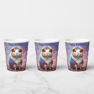 Pastel Rainbow Guinea Pig Unicorn, Paper Cups