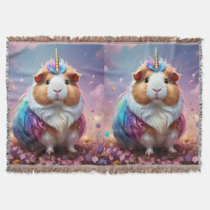 Pastel Rainbow Guinea Pig Unicorn, Throw Blanket