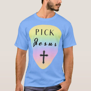 Pastel Rainbow Guitar Pick Pun Pick Jesus Christia T-Shirt